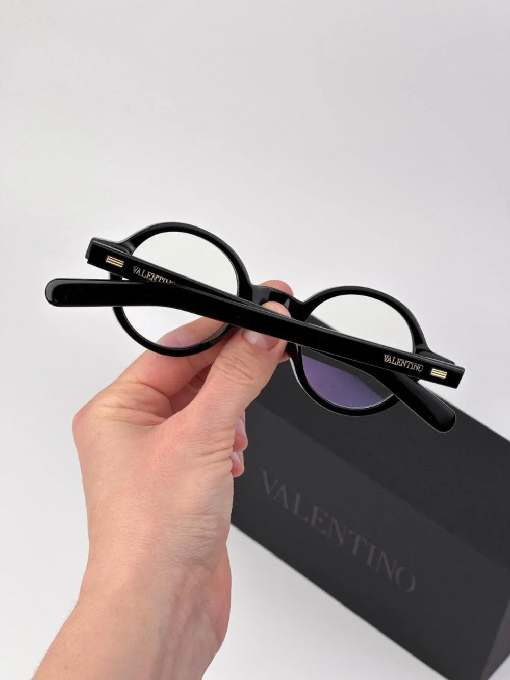 Valentino VLX-185 B Round Eyeglasses – Black with White Crystal Stones (Women)